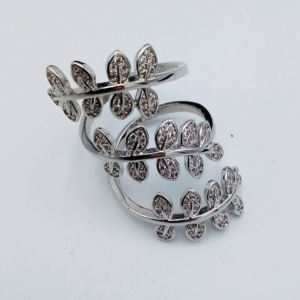 U7 Jewelry Statement Silver Leaf Ring